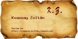 Kvassay Zoltán névjegykártya