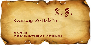 Kvassay Zoltán névjegykártya